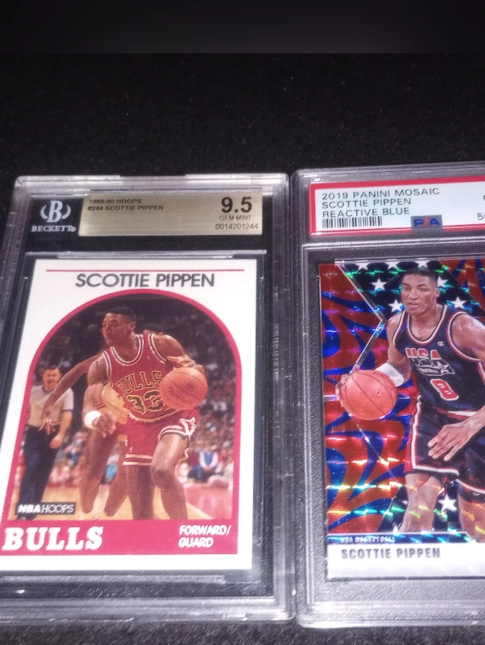 Scottie PIPPEN 2 Graded LOT 1989-90 BGS 9.5 + PSA 10 2019 Panini Mosaic Blue - Picture 1 of 6
